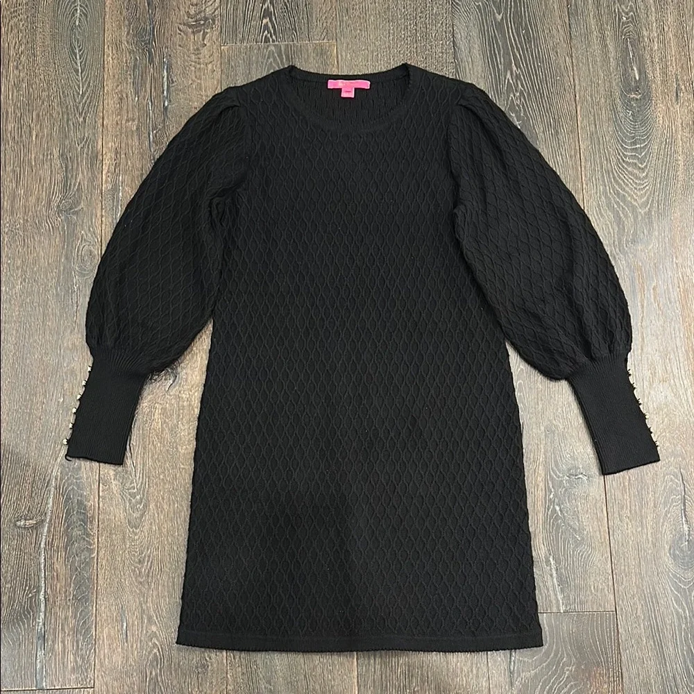 Lilly Pulitzer Black Knit Dress with Gold Button Accents - Picture 2 of 6